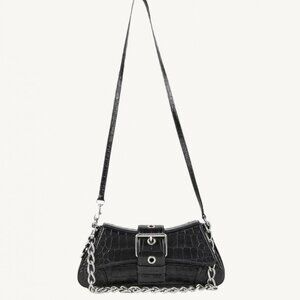 Balenciaga Lindsay croc shoulder bag black